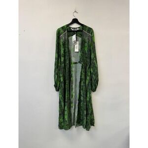 ROTATE Birger Christensen‎ Ira Snake Print Wrap Dress Womens Small Green Maxi